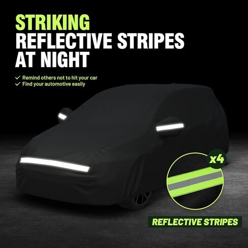 غطاء سيارة Favoto SUV مقاوم للماء - لجميع الأحوال الجوية للسيارات 6 طبقات شديدة التحمل في الهواء الطلق غطاء سيارة كامل للحماية من الشمس مع سحاب جانبي وأشرطة مقاومة للرياح، مناسب عالمي لسيارات الدفع الرباعي (188-198 بوصة) in Kuwait