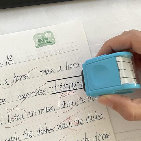 Handwriting Line Stamp Roller YQBOOM Dashed Handwriting Lines Practice Roller Stamp Handwriting Practice Tool for Teachers Parent - Black in Saudi Arabia