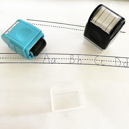 Handwriting Line Stamp Roller YQBOOM Dashed Handwriting Lines Practice Roller Stamp Handwriting Practice Tool for Teachers Parent - Black in Saudi Arabia