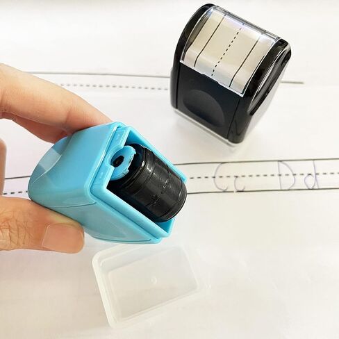Handwriting Line Stamp Roller YQBOOM Dashed Handwriting Lines Practice Roller Stamp Handwriting Practice Tool for Teachers Parent - Black in Saudi Arabia