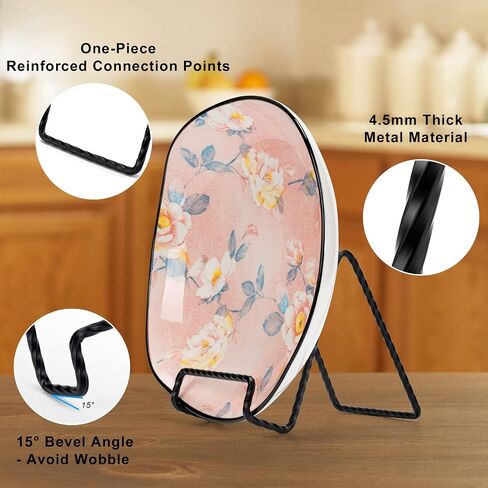 Wooden Plate Stand, 9 Inch Decorative Ornament Display Stand, Plate Holders for Displaying, Picture Frame Holder Stand, Cookbook Stand for Recipe Books, Photos & Collectibles in Saudi Arabia