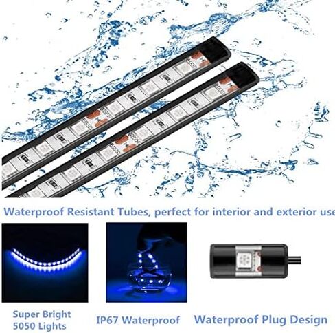 Vbakor Boat Led Strip Lights، 4 قطع 24 بوصة للقوارب البحرية الداخلية أضواء الملاحة على سطح السفينة، شريط أضواء LED بحري فائق السطوع مقاوم للماء لقارب صيد عائم 12 فولت يخت قارب شراعي كاياك (أزرق) in Kuwait
