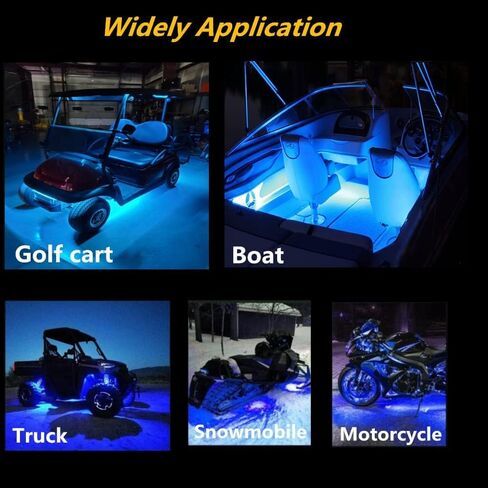 Vbakor Boat Led Strip Lights، 4 قطع 24 بوصة للقوارب البحرية الداخلية أضواء الملاحة على سطح السفينة، شريط أضواء LED بحري فائق السطوع مقاوم للماء لقارب صيد عائم 12 فولت يخت قارب شراعي كاياك (أزرق) in Kuwait
