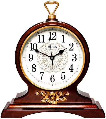 Mantel Clock, 12-Inch Mantel Clock, Silent Movement, Non-Ticking, for Living Room and Kitchen Decoration (Brown) in Kuwait