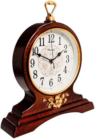 Mantel Clock, 12-Inch Mantel Clock, Silent Movement, Non-Ticking, for Living Room and Kitchen Decoration (Brown) in Kuwait