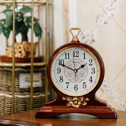 Mantel Clock, 12-Inch Mantel Clock, Silent Movement, Non-Ticking, for Living Room and Kitchen Decoration (Brown) in Kuwait