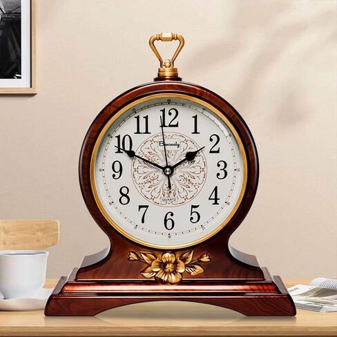Mantel Clock, 12-Inch Mantel Clock, Silent Movement, Non-Ticking, for Living Room and Kitchen Decoration (Brown) in Kuwait