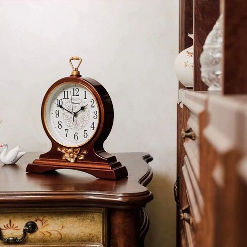 Mantel Clock, 12-Inch Mantel Clock, Silent Movement, Non-Ticking, for Living Room and Kitchen Decoration (Brown) in Kuwait