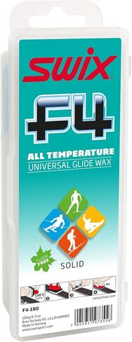 Swix F4 Universal - All Temp - Solid Bar - Non Fluoro - Ski & Snowboard Wax - Large 180g Bar, Blue/Green in Saudi Arabia