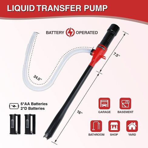 AETLEEMO Portable Power Battery Pump, Water&Fuel Transfer Pump Up to 2.2 GPM, Battery Operated Liquid Transfer Pump for Gasoline Diesel Oil Fish Tank in Saudi Arabia