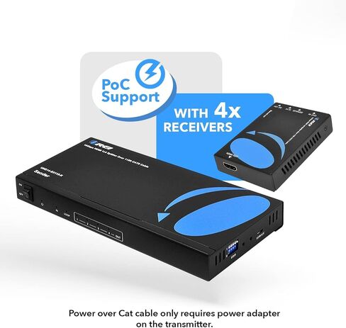 موزع موسع HDMI OREI 4K 1x4، كابل متعدد فوق واحد CAT6/7 4K@60 هرتز 4:4:4 HDCP 2.2 مع إدارة EDID عن بعد بالأشعة تحت الحمراء - ما يصل إلى 100 قدم - حلقة خارجية - زمن وصول منخفض - دعم كامل in Saudi Arabia
