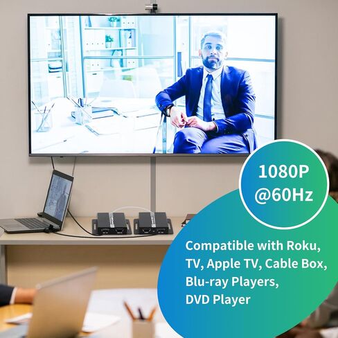 موسع HDMI KAIVMAN فوق Cat5e/6 حتى 196 قدمًا - موسع HDMI Ethernet Balun مع جهاز تحكم عن بعد بالأشعة تحت الحمراء، حلقة خارجية - يدعم دقة عالية كاملة 1080P@60 هرتز، EDID تلقائي، زمن انتقال صفر، منفذا إخراج in Saudi Arabia