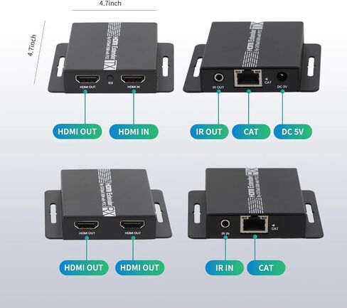 موسع HDMI KAIVMAN فوق Cat5e/6 حتى 196 قدمًا - موسع HDMI Ethernet Balun مع جهاز تحكم عن بعد بالأشعة تحت الحمراء، حلقة خارجية - يدعم دقة عالية كاملة 1080P@60 هرتز، EDID تلقائي، زمن انتقال صفر، منفذا إخراج in Saudi Arabia