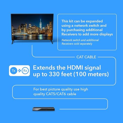 OREI HDMI Over IP Extender 4K@60Hz 500ft Loop Out 1G HDCP 1.4, One-Way IR | 4K HDMI Extender, HDMI Over IP – 18Gbps, HDR Pass-Through, RS-232 Control, Low-Latency ipcolor STREAM Technology in Saudi Arabia