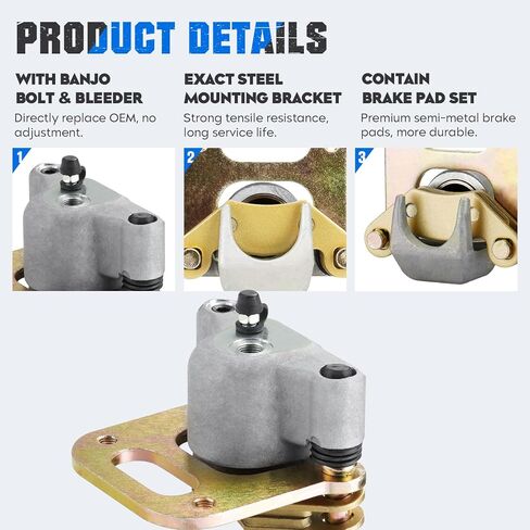 Front Brake Calipers & Pads for Polaris Sportsman 400 500 1993 1994 1995 1996 1997 1998, Magnum 425 1995-1998, Big Boss 350 400 500 93-99, Xplorer 400 500 1910309, 1910310, 1910059-2 Pcs in Saudi Arabia