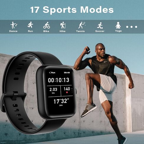 DR.VIVA Fitness Tracker for Men, Smart Watch Fitness Activity Tracker with Heart Rate Monitor, 1.69" Full Touch Screen Blood Oxygen Sleep Monitor 7-Day Battery 12 Sport Modes 5ATM Waterproof, Black in Saudi Arabia