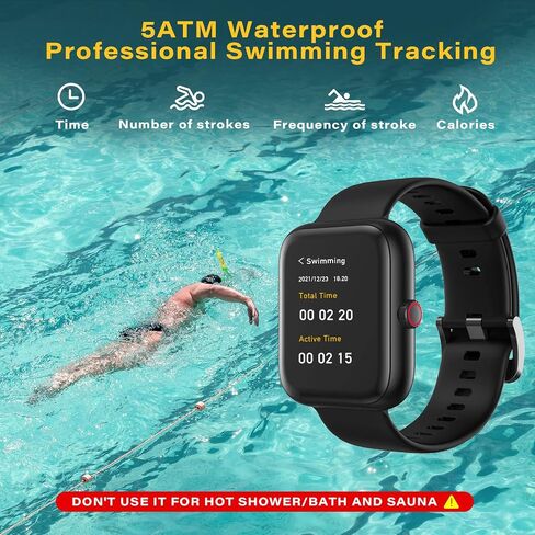 DR.VIVA Fitness Tracker for Men, Smart Watch Fitness Activity Tracker with Heart Rate Monitor, 1.69" Full Touch Screen Blood Oxygen Sleep Monitor 7-Day Battery 12 Sport Modes 5ATM Waterproof, Black in Saudi Arabia