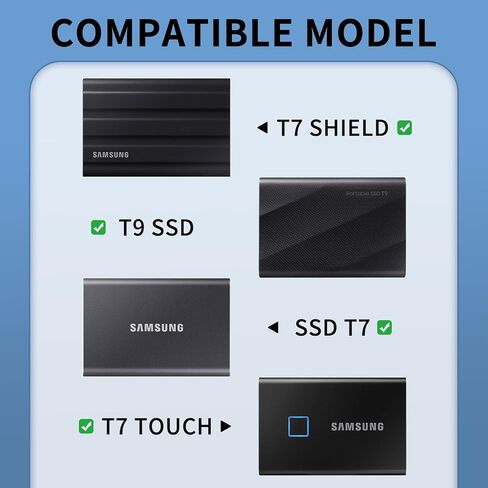 حافظة YINKE متوافقة مع Samsung T7 Shield/ T9 / T7 Touch Portable SSD USB 3.2 1 تيرابايت، 2 تيرابايت، 500 جيجابايت، غطاء حماية محمول للتخزين أثناء السفر من مادة EVA (أسود) in Saudi Arabia
