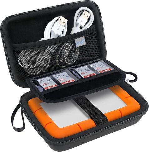 حقيبة حمل القرص الصلب Lacdo لجهاز LaCie متين/متين صغير/متين Thunderbolt USB-C محرك الأقراص الصلبة الخارجي المحمول HDD LAC9000298 1 تيرابايت 2 تيرابايت 4 تيرابايت 5 تيرابايت EVA حقيبة سفر واقية مضادة للصدمات، أسود in Kuwait