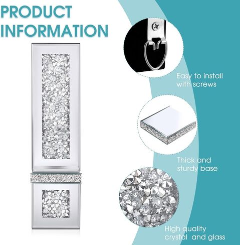 مجموعة من 4 حامل شموع حائطي من الكريستال Crush Diamond مقاس 17.3 × 6.3 بوصة شمعدانات شموع عاكسة فضية مستطيلة الشكل لتزيين الحائط لغرفة المعيشة وغرفة الطعام وغرفة النوم وديكورات المنزل in Kuwait