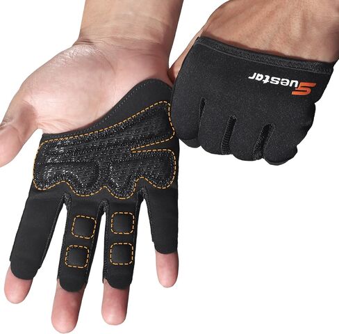 قفازات رفع الأثقال الجزئية، قفازات تمرين 3/4 أصابع للرجال والنساء، حماية كاملة لراحة اليد وقفازات رياضية بمقبض من السيليكون لرفع الأثقال وتمارين اللياقة البدنية وساعة ذكية in Kuwait