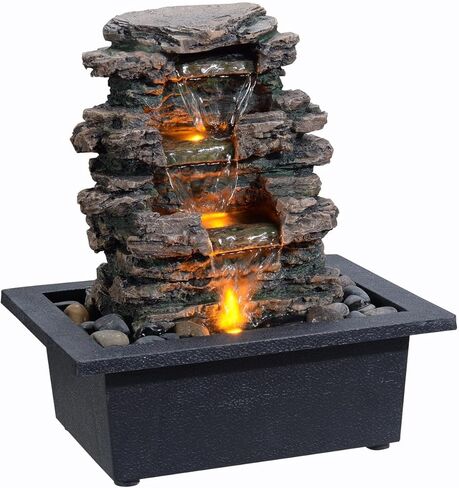 MAOCHI Tabletop Water Fountain, Home Décor Soothing Sound Machine with Automatic Pump, Deep Basin and Natural River Rocks. Indoor Zen Relaxation for Office, Living Room, or Bedroom Décor. in Saudi Arabia