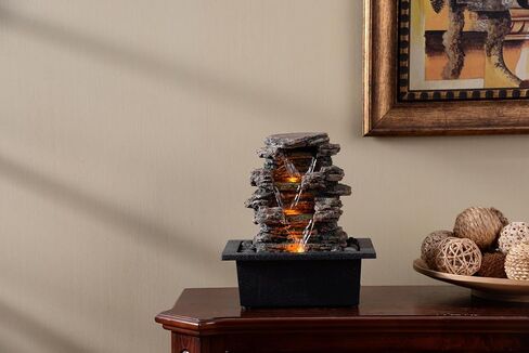 MAOCHI Tabletop Water Fountain, Home Décor Soothing Sound Machine with Automatic Pump, Deep Basin and Natural River Rocks. Indoor Zen Relaxation for Office, Living Room, or Bedroom Décor. in Saudi Arabia