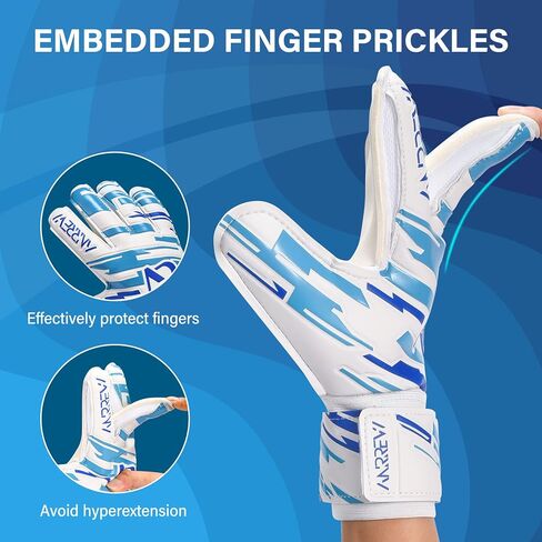 Soccer Goalie Gloves with fingersave and Double Wrist Protection.Goalkeeper Gloves Provide Extreme Strong Control and Grip.Soccer Gloves for Youth,Kids,Adult in Saudi Arabia