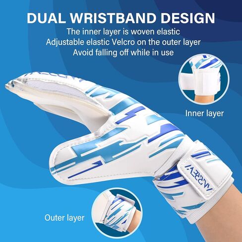 Soccer Goalie Gloves with fingersave and Double Wrist Protection.Goalkeeper Gloves Provide Extreme Strong Control and Grip.Soccer Gloves for Youth,Kids,Adult in Saudi Arabia