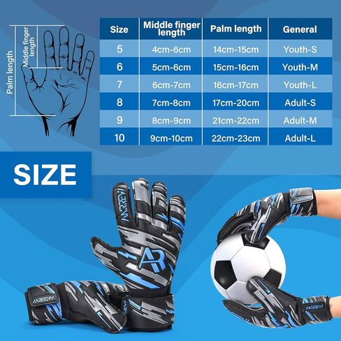 Soccer Goalie Gloves with fingersave and Double Wrist Protection.Goalkeeper Gloves Provide Extreme Strong Control and Grip.Soccer Gloves for Youth,Kids,Adult in Saudi Arabia