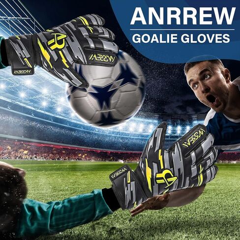 Soccer Goalie Gloves with fingersave and Double Wrist Protection.Goalkeeper Gloves Provide Extreme Strong Control and Grip.Soccer Gloves for Youth,Kids,Adult in Saudi Arabia