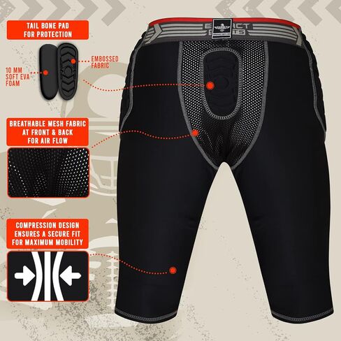 Exxact Sports Combat 7-Pad Adult Football Girdle for Men - Padded Compression Shorts, Mens Girdle Football with Cup Pocket in Saudi Arabia