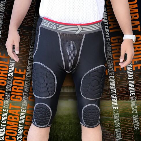 Exxact Sports Combat 7-Pad Adult Football Girdle for Men - Padded Compression Shorts, Mens Girdle Football with Cup Pocket in Saudi Arabia