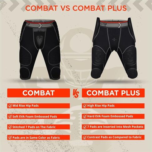 Exxact Sports Combat 7-Pad Adult Football Girdle for Men - Padded Compression Shorts, Mens Girdle Football with Cup Pocket in Saudi Arabia