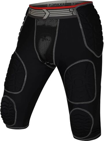 Exxact Sports Combat 7-Pad Adult Football Girdle for Men - Padded Compression Shorts, Mens Girdle Football with Cup Pocket in Saudi Arabia