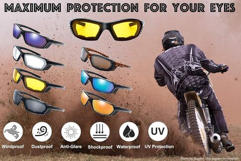 The Fresh Motorcycle Riding Glasses Padded Frame Lens Block 100% UVB/UVB for Outdoor Activity Sport in Saudi Arabia