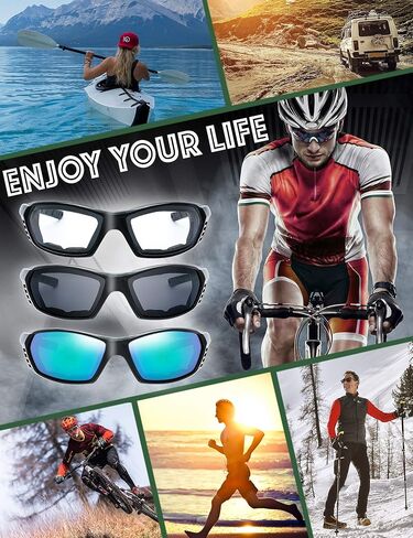 The Fresh Motorcycle Riding Glasses Padded Frame Lens Block 100% UVB/UVB for Outdoor Activity Sport in Saudi Arabia