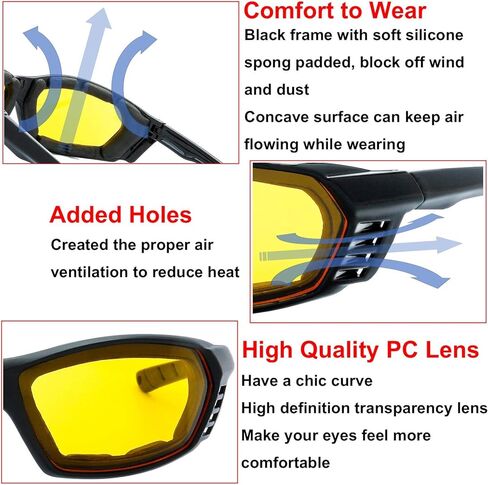 The Fresh Motorcycle Riding Glasses Padded Frame Lens Block 100% UVB/UVB for Outdoor Activity Sport in Saudi Arabia