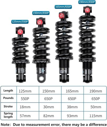 ROADNADO MTB Rear Suspension Shock Absorber Adjustable Damping Hydraulic Rebound/Lock Out Oil+Coil Spring Rear Shock for Downhill MTB Bike/E-Bike 150mm X 650lbs in Saudi Arabia