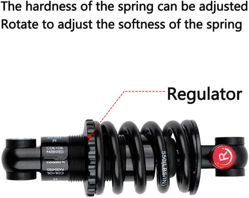 ROADNADO MTB نظام التعليق الخلفي ممتص الصدمات قابل للتعديل التخميد الارتداد الهيدروليكي / قفل الزيت + صدمة خلفية زنبركية للدراجة المنحدرة MTB / الدراجة الإلكترونية 125 مم × 550 رطل in Kuwait