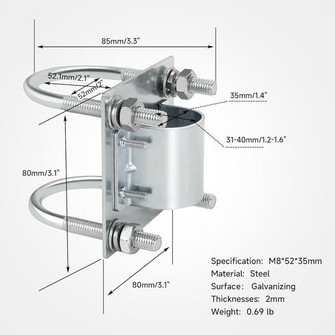 حامل عمود سارية الهوائي، مجموعة محول أنبوب سارية العلم على شكل حرف V، مجموعة تثبيت لطبق الأقمار الصناعية الهوائي in Kuwait