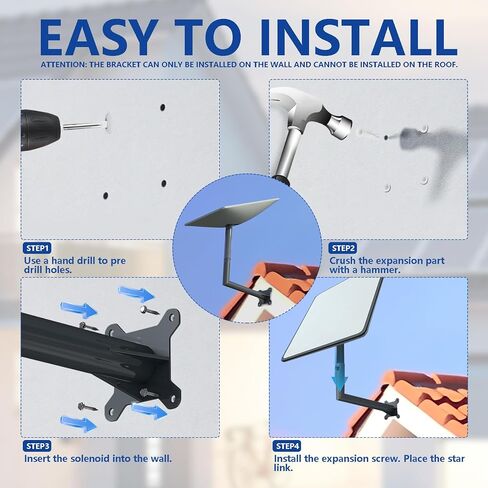Starlink Long Wall Mount Starlink Roof Mount Starlink طقم التثبيت Starlink Internet Kit القمر الصناعي Starlink Pole Mount متوافق مع طبق Starlink V2 المستطيل (تركيب سريع) in Saudi Arabia