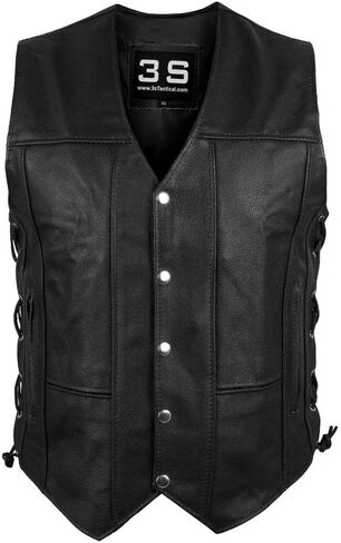 3S دراجة نارية السائق MC إخفاء تحمل سترة جلدية السائقون دراجة نارية نادي بندقية جيب CCW سترة سوداء الرجال in Kuwait