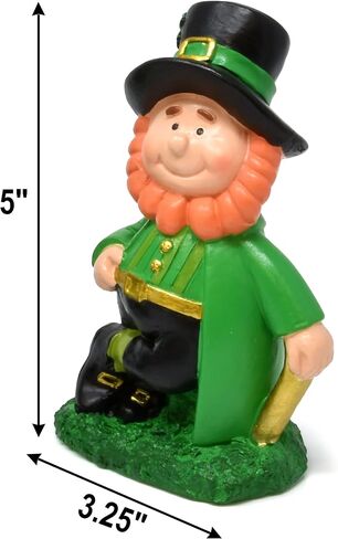 Gift Boutique St Patrick's Day Leprechaun تماثيل ديكور الطاولة مجموعة من 3 راتينج Saint Patrick Leprechauns يجلسون على الرفوف يجلسون على الطاولة الأيرلندية باتي قطعة مركزية للمكتب واللوازم المنزلية in Saudi Arabia