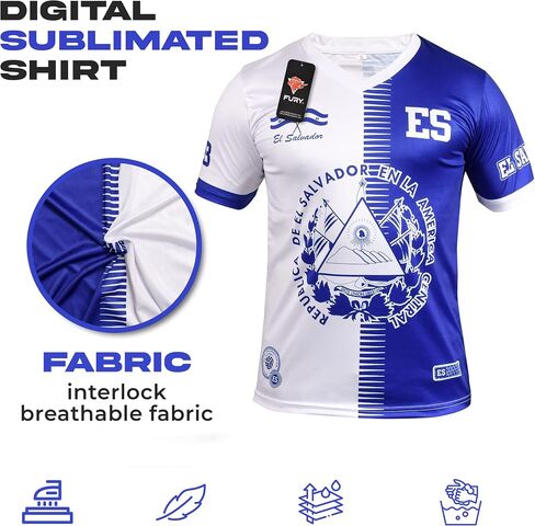 Fury El Salvador Soccer Jersey - El Salvador Shirt - El Salvador Men/Women/Unisex Short Sleeve in Saudi Arabia