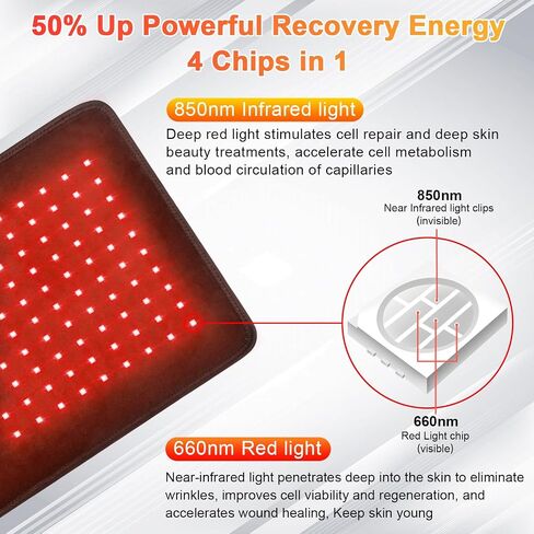 UTK Red Light Therapy for Body, Large Infrared Light Therapy Pad for Deeper Tissue, 24" x 12" Size, 4-Chips-in-1 LEDs with Pulse Mode for Back, Shoulder & Knee in Saudi Arabia