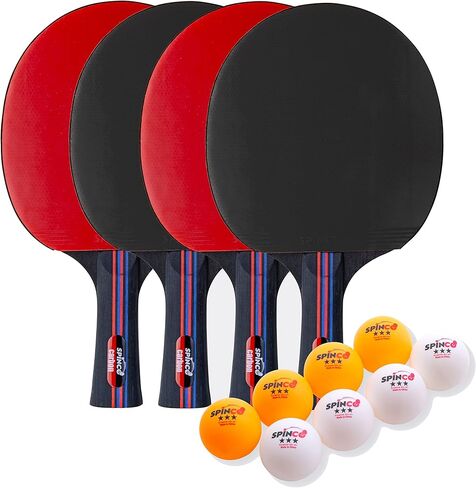 Carbon Pro Ping Pong Paddle Set of 4 | 2 Layer Carbon Blade with 5 ply Wood | Eight 3-Star Premium 40 + ABS Balls | Beautiful Storage Case. in Saudi Arabia