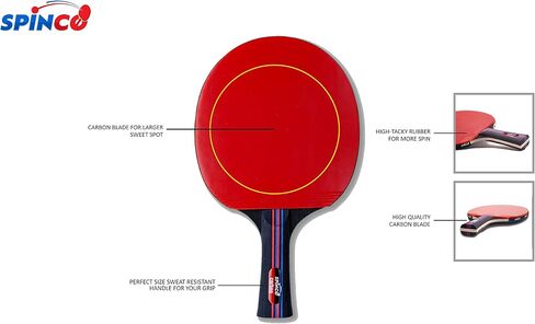 Carbon Pro Ping Pong Paddle Set of 4 | 2 Layer Carbon Blade with 5 ply Wood | Eight 3-Star Premium 40 + ABS Balls | Beautiful Storage Case. in Saudi Arabia