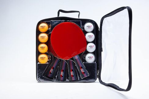 Carbon Pro Ping Pong Paddle Set of 4 | 2 Layer Carbon Blade with 5 ply Wood | Eight 3-Star Premium 40 + ABS Balls | Beautiful Storage Case. in Saudi Arabia