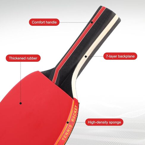 8 Pieces Table Tennis Rackets Bulks Table Tennis Paddle Set Portable Table Tennis Accessories for Indoor Outdoor Games, Kids Adult Sport, with 12 Table Tennis Balls and 4 Storage Bags in Saudi Arabia